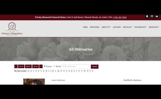 Trinity Funeral Home Obituaries Muscle Shoals, AL 2023 Best Info